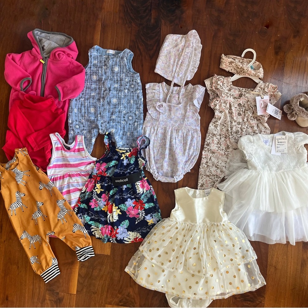 Big bundle of baby girl clothes sz 6-9month new with tags & like new
